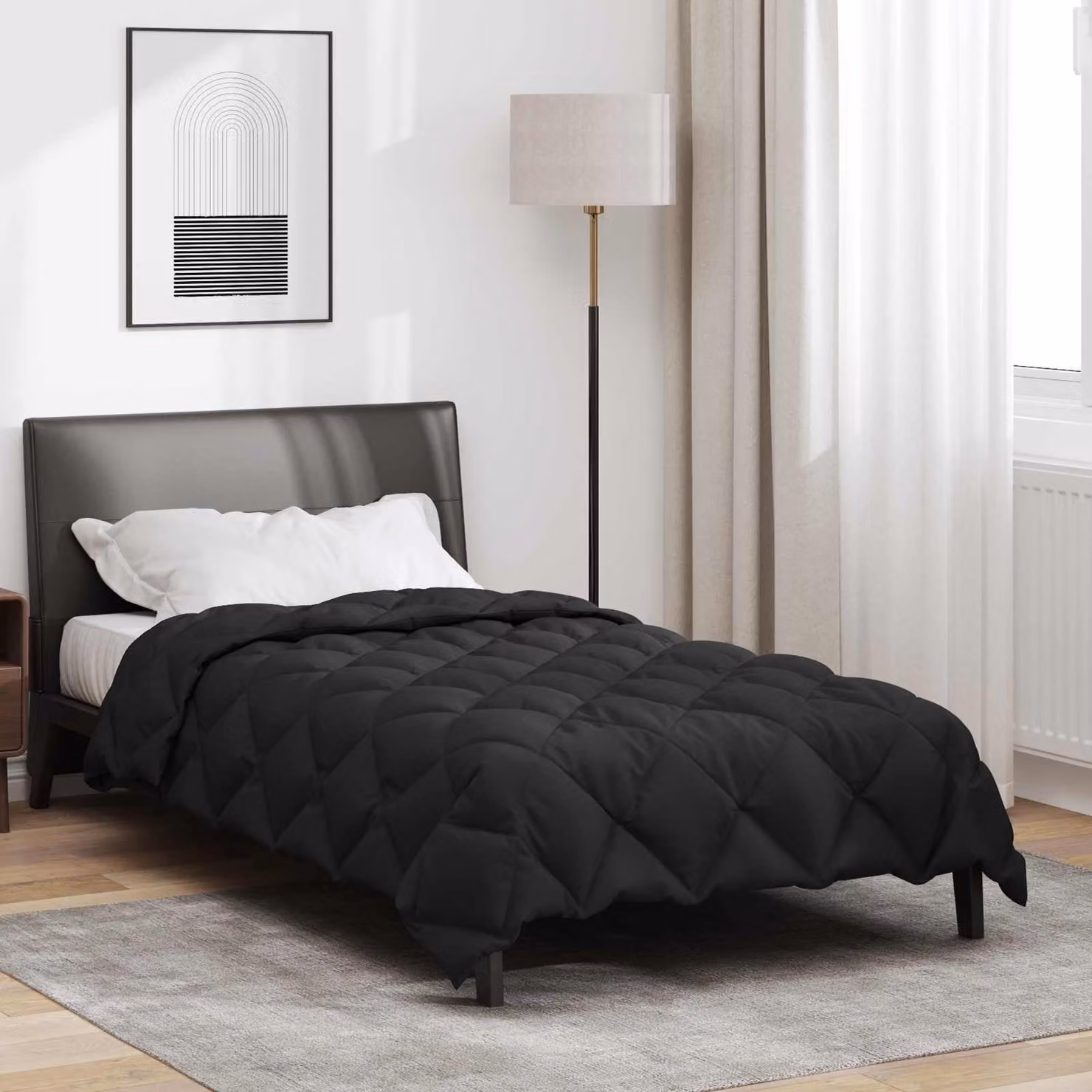 vidaXL Piumone Invernale in Microfibra Nero L 140 x H 200 cm