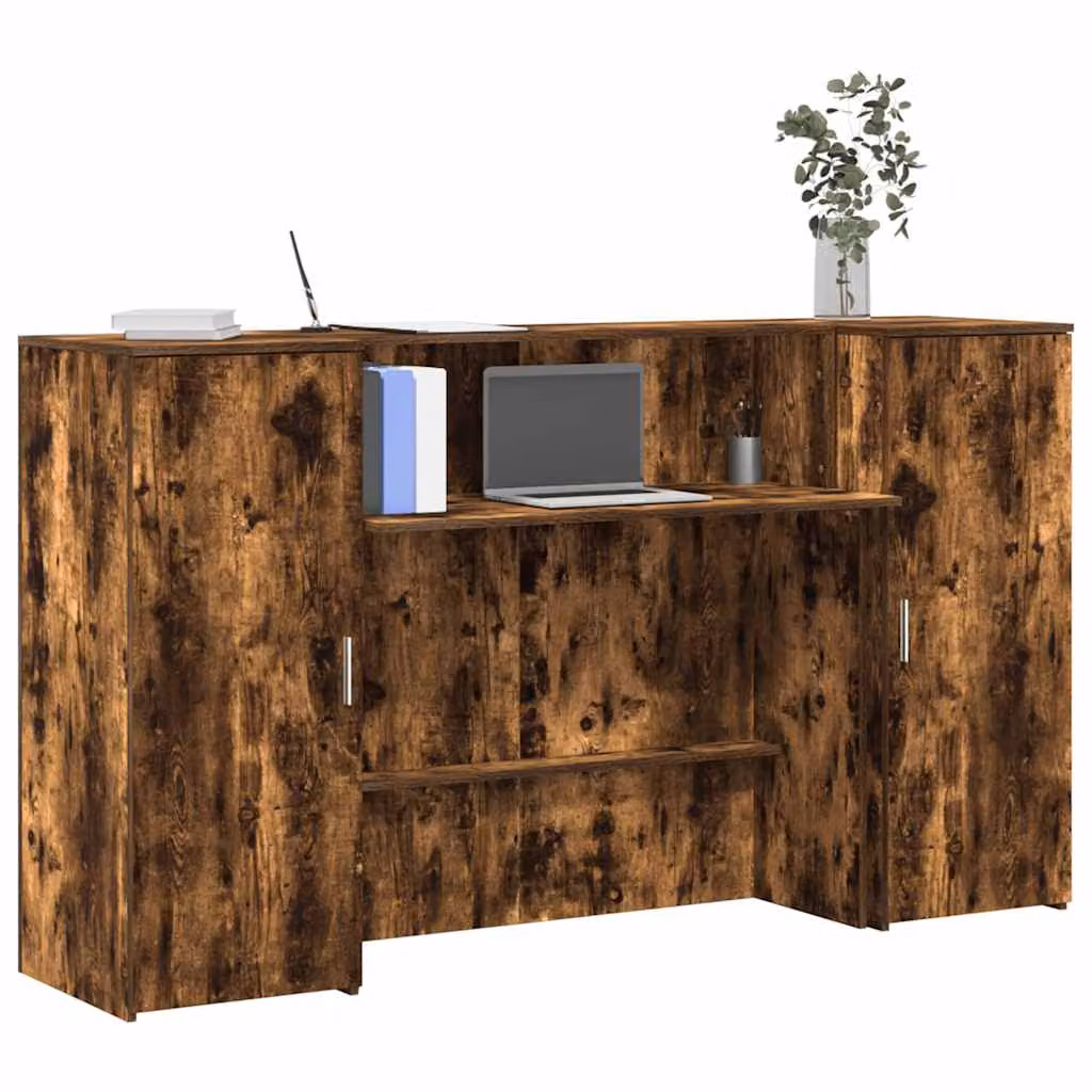 vidaXL Banco Reception Rovere Fumo in Legno Multistrato, L 180 x P 50 x H 103,5 cm