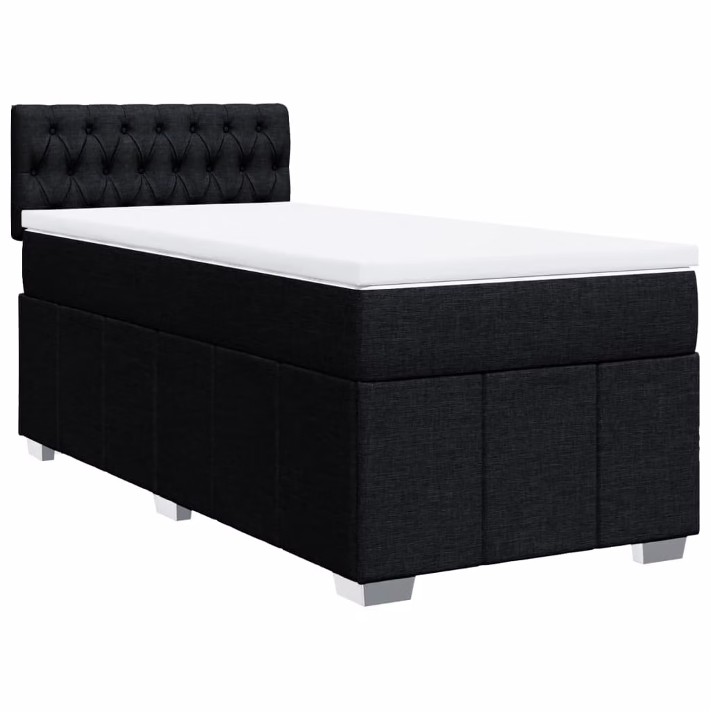 Giroletto a Molle con Materasso Nero 90x200 cm in Tessuto