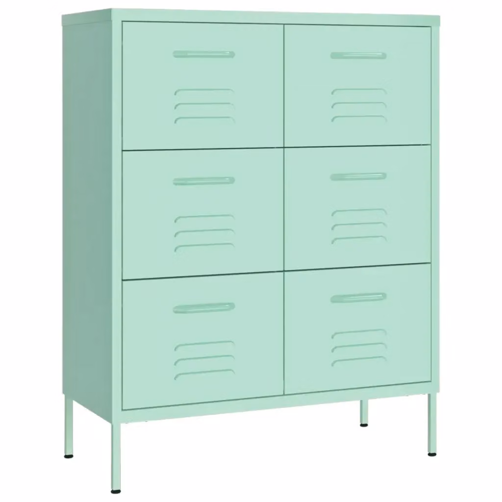 Cassettiera Menta vidaXL in Metallo Verde L 80 cm, P 35 cm, H 101,5 cm – 2