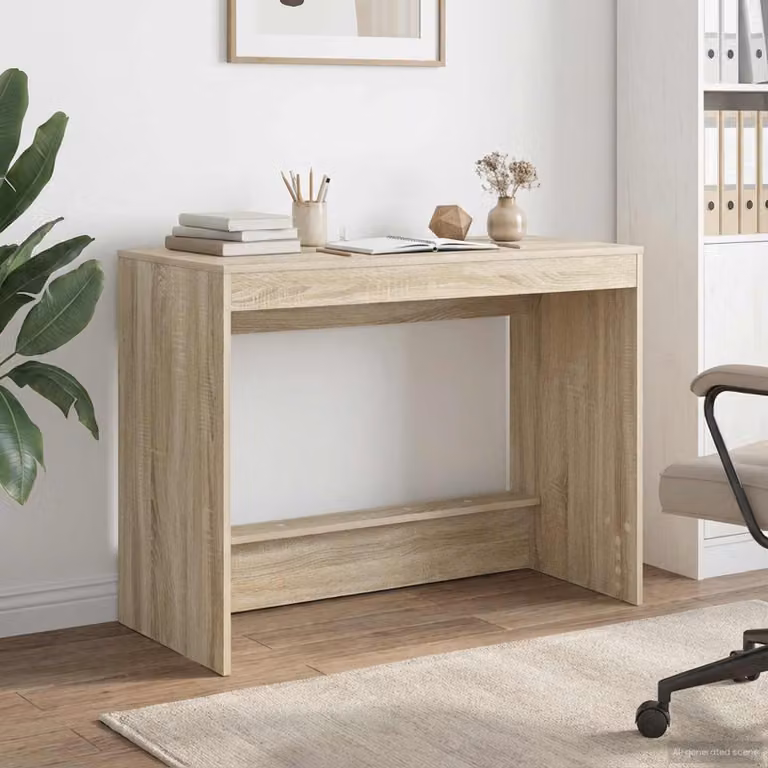 Scrivania moderna vidaXL in legno MDF laminato, colore beige e marrone, L: 100 cm, P: 75 cm, H: 80 cm