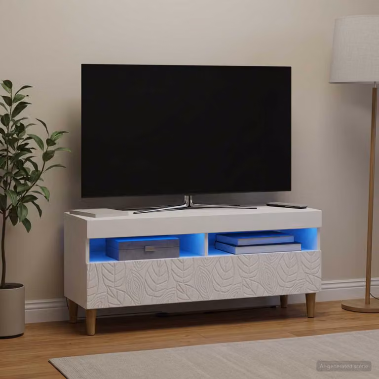 Mobile TV LED vidaXL Bianco con illuminazione integrata in MDF per soggiorno