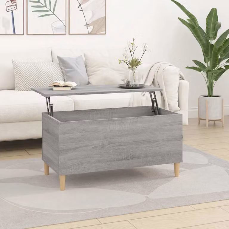 vidaXL Tavolino da salotto moderno rettangolare in legno grigio L: 90 cm, P: 44,5 cm, H: 45 cm