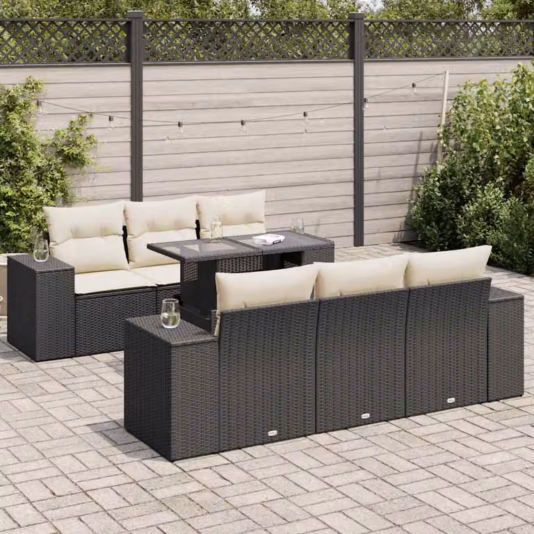 Set Divano da Giardino a L con Tavolino vidaXL, 7 Pezzi, Colore Antracite con Cuscini e Struttura in Metallo Verniciato a Polvere