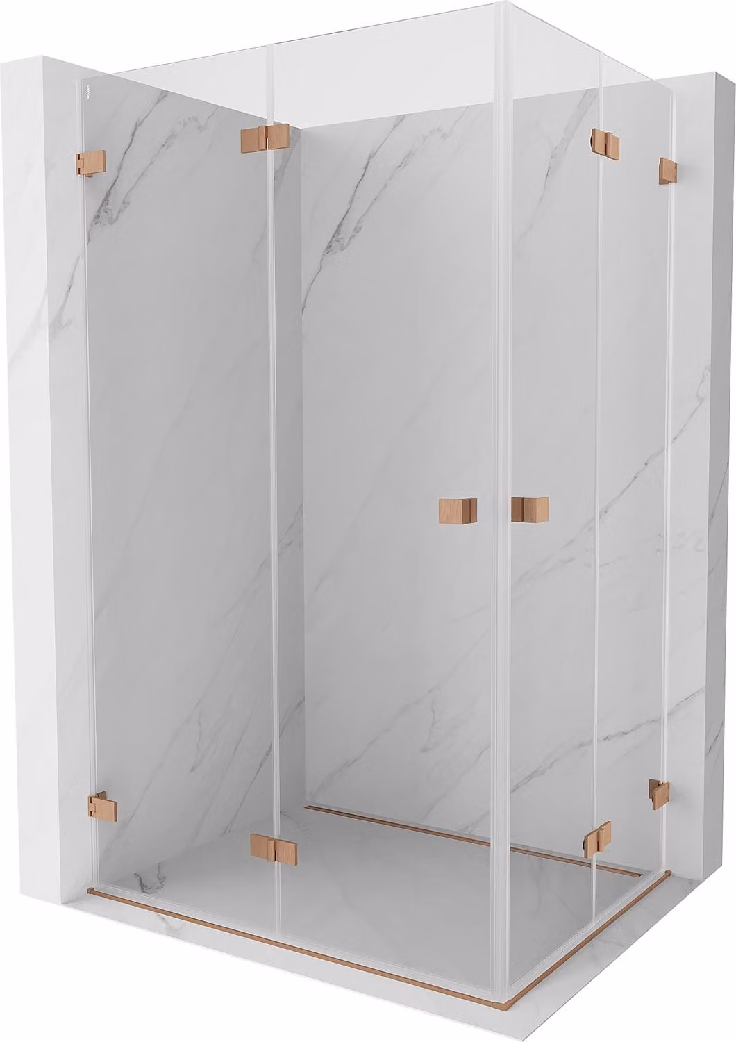 Mexen Lunar-F Duo cabina doccia pieghevole 95 x 75 cm, trasparente, rame spazzolato - 836-095L-075P-65-00