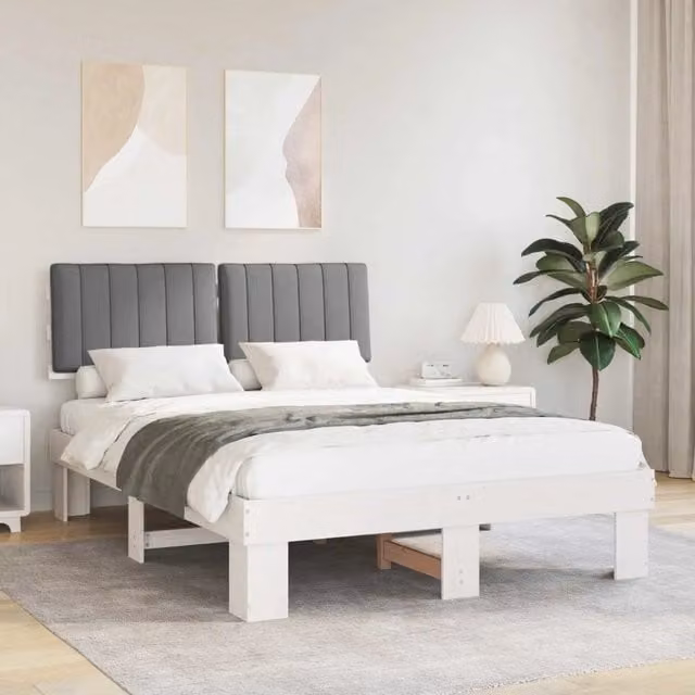 Letto con Testiera Rivestita Grigio chiaro 140 x 200 cm 877488