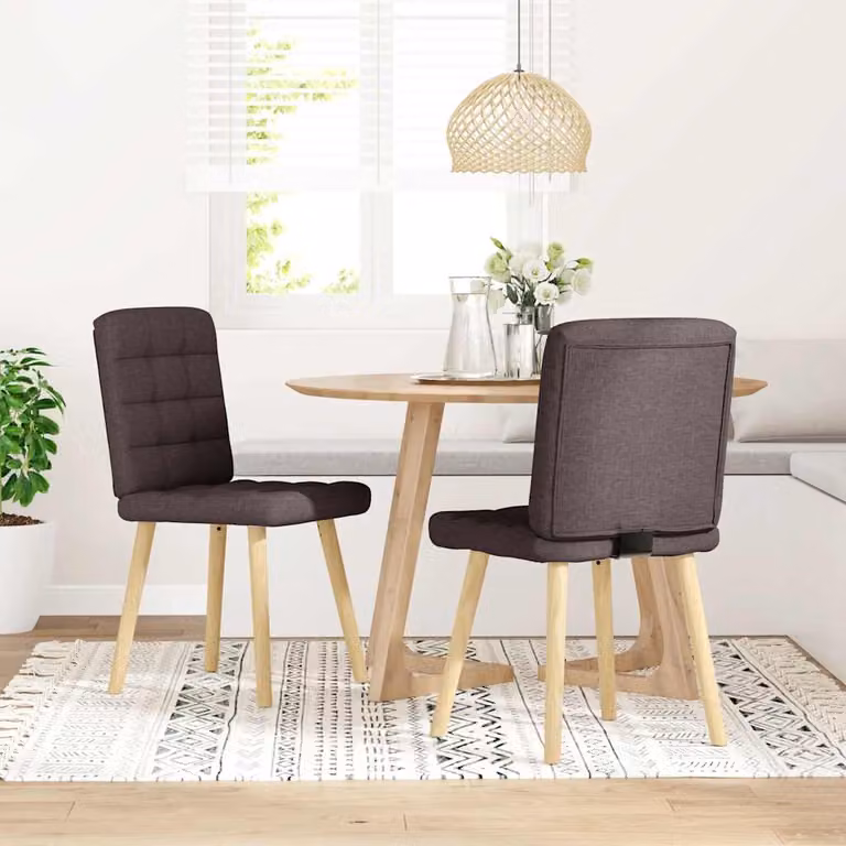 vidaXL Sedie da Pranzo 2 pz Marrone Scuro in Tessuto