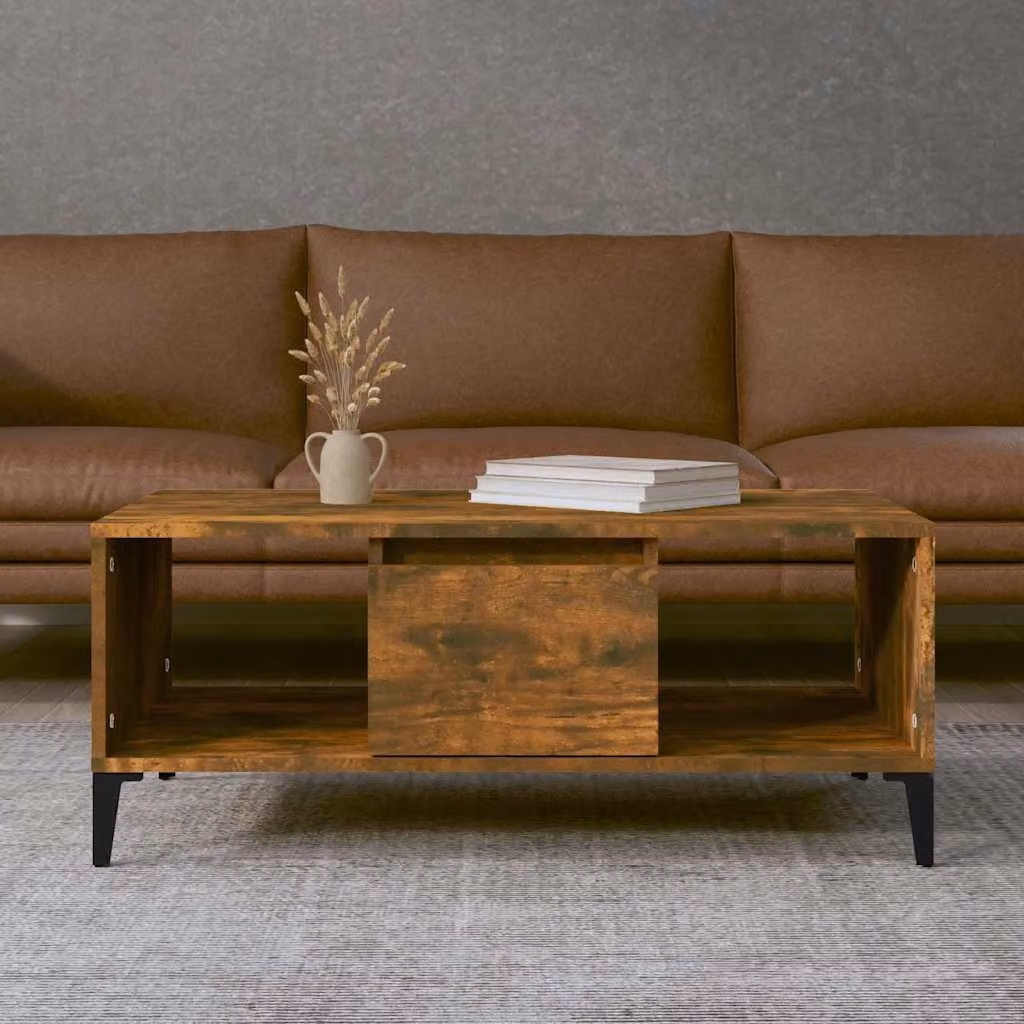 vidaXL Tavolino da Salotto Rettangolare in Legno Rovere Fumo, L 90 x P 50 x H 36,5 cm
