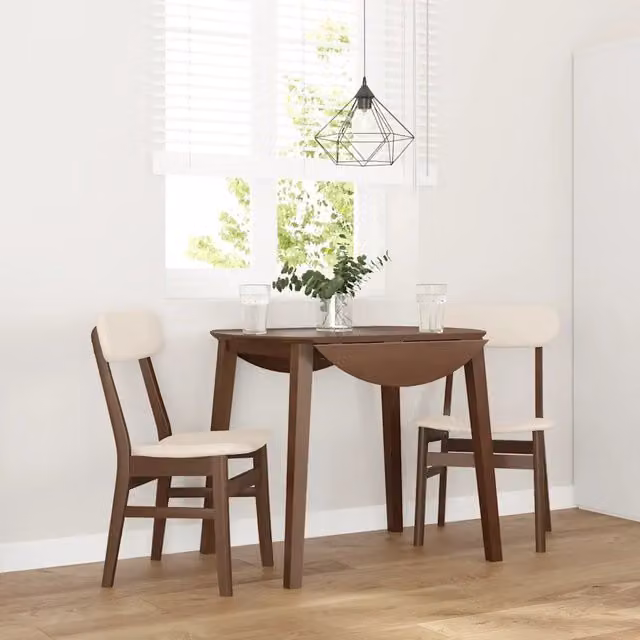 Set di 2 sedie da pranzo moderne vidaXL in legno di Hevea marrone con cuscini in tessuto