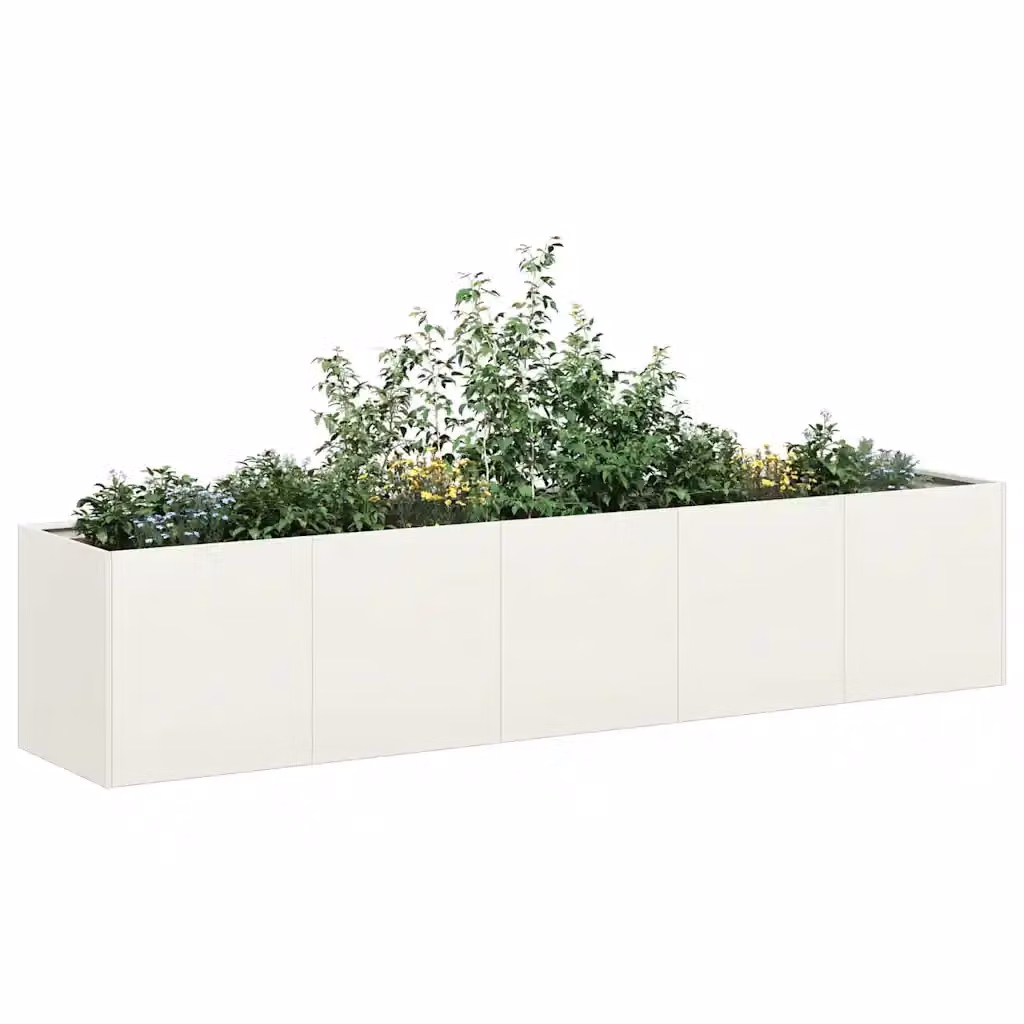 Fioriera bianca vidaXL in acciaio laminato a freddo per orto o giardino ornamentale L/P/H: 200 x 40 x 40 cm