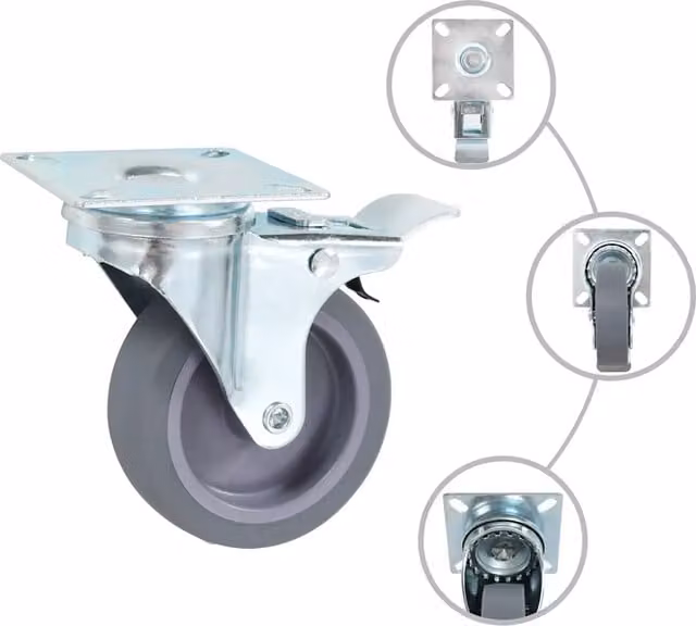 Set di 24 ruote girevoli vidaXL in plastica e zinco galvanizzato, colore grigio, diametro 75 mm