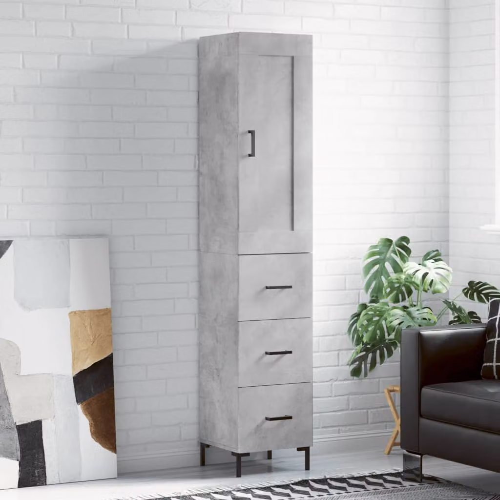 Credenza moderna vidaXL in legno e metallo grigio, L/P/H: 34,5 x 34 x 180 cm