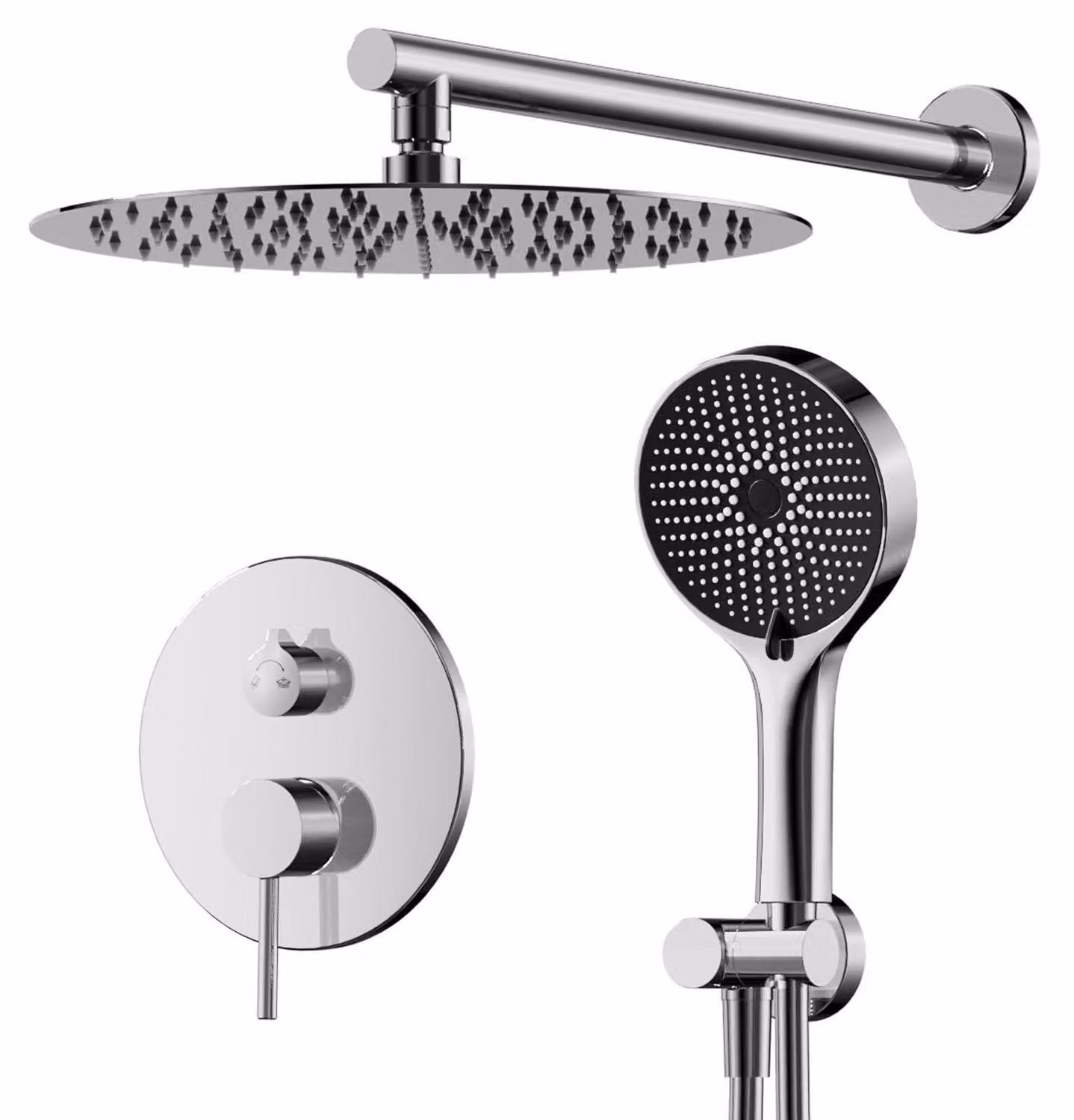 Set doccia a soffitto, cromato, 40x40 cm