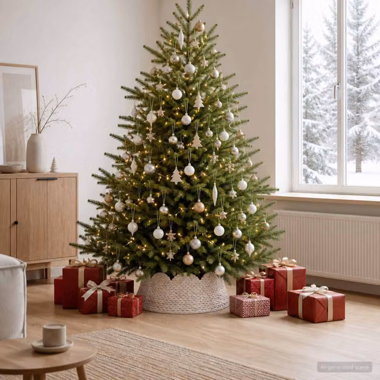vidaXL Collare per Albero di Natale Rotondo Bianco Ø 75 x 25 cm