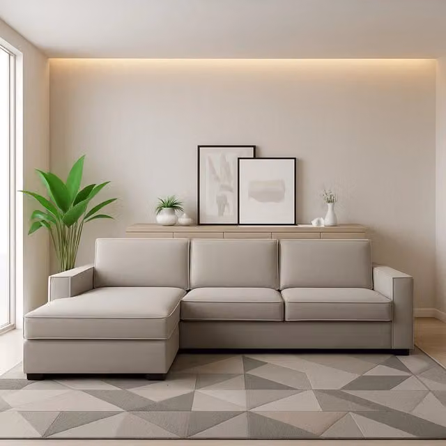 Divano ad angolo Sodalite TALAMO ITALIA con penisola contenitore sinistra, colore beige, L: 260 cm, P: 95 cm, H: 90 cm