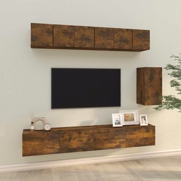 Set di Mobili Porta TV 6 Pezzi vidaXL in Legno Multistrato e MDF Colore Marrone