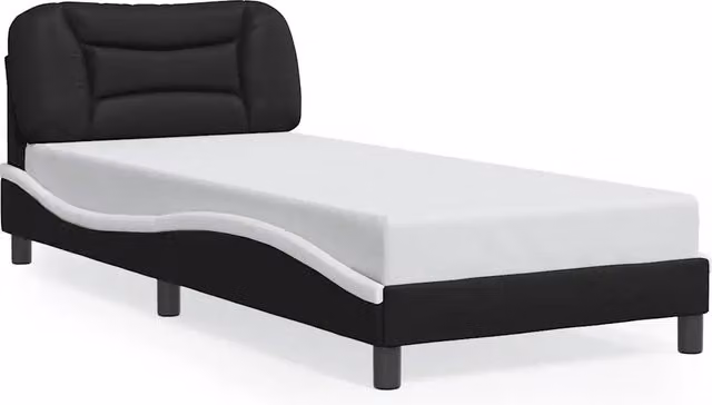 Letto singolo Hvar in similpelle nero e bianco L/P/H: 200 x 90 x 74,5 cm – 1