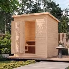 Sauna finlandese da giardino Ketty2 di Piscine Italia in legno di abete massello marrone L/P/H: 196 x 196 x 228 cm