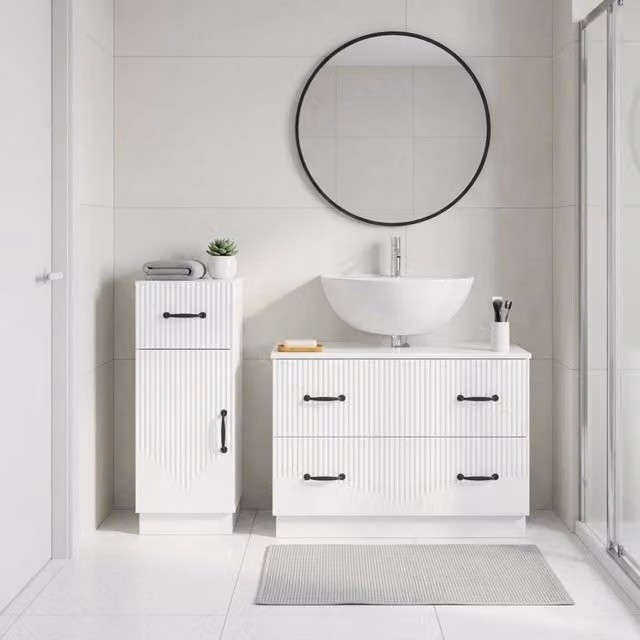 Set di Armadi da Bagno da 2 Pezzi HOORN Bianco Lucido 3417715