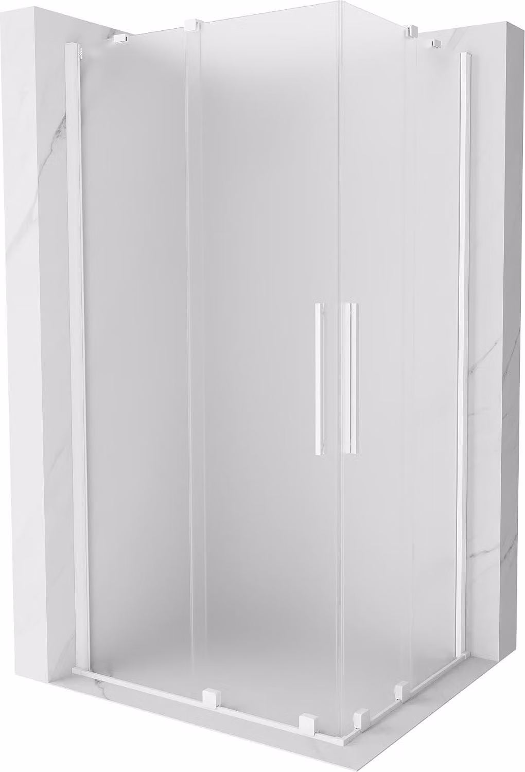 Mexen Velar Duo cabina doccia scorrevole 90 x 80 cm, smerigliata, bianca - 871-090-080-32-20