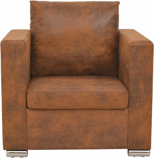 Poltrona | Sedia Relax Marrone 82x73x82 cm Similpelle Scamosciata