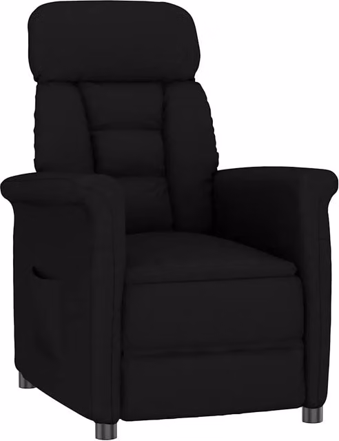 Poltrona relax reclinabile vidaXL in microfibra nera con struttura in metallo e braccioli – 1