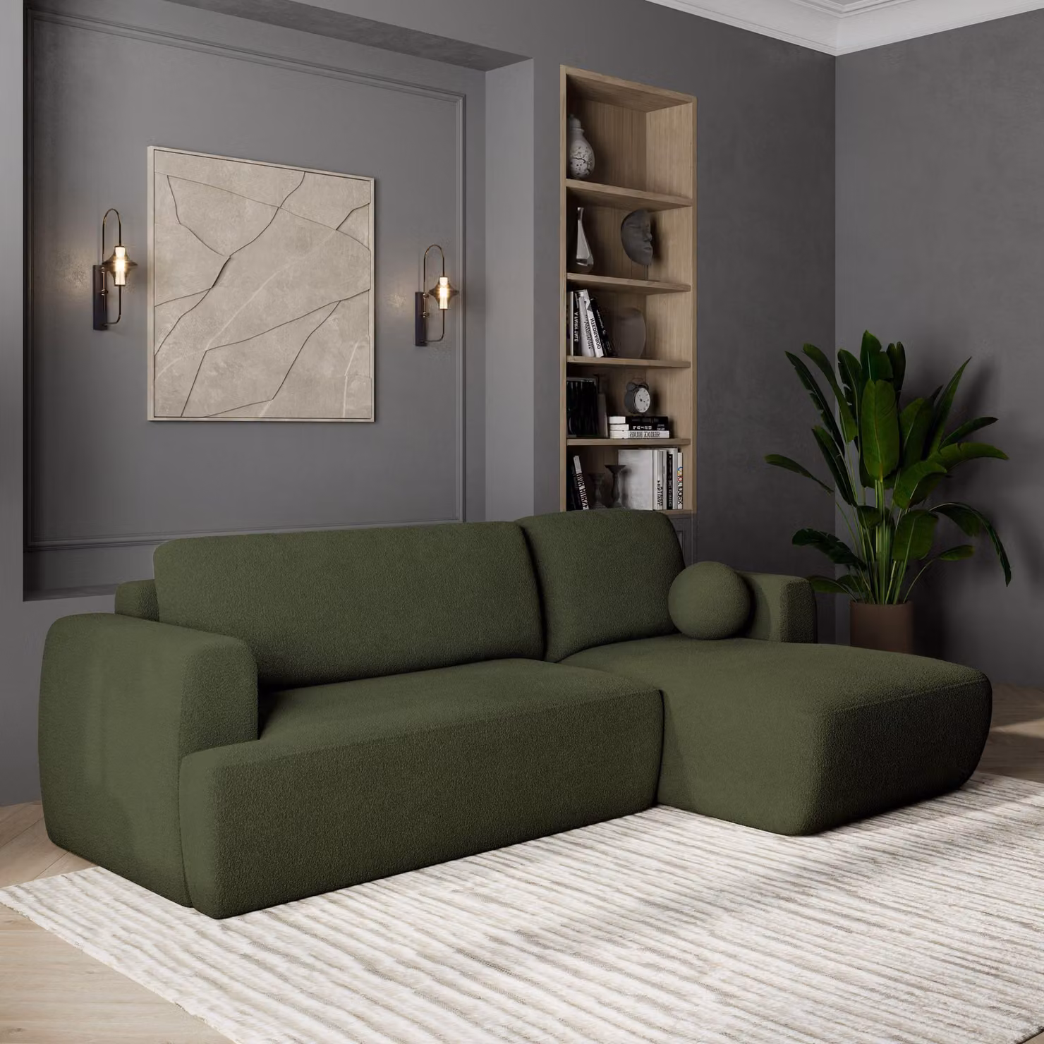Divano angolare Masseno SENTI N R-S con funzione letto a L, divano con box letto, divano da soggiorno, divano, divano letto, set di divani - verde, ORA O MAI PIÙ 37