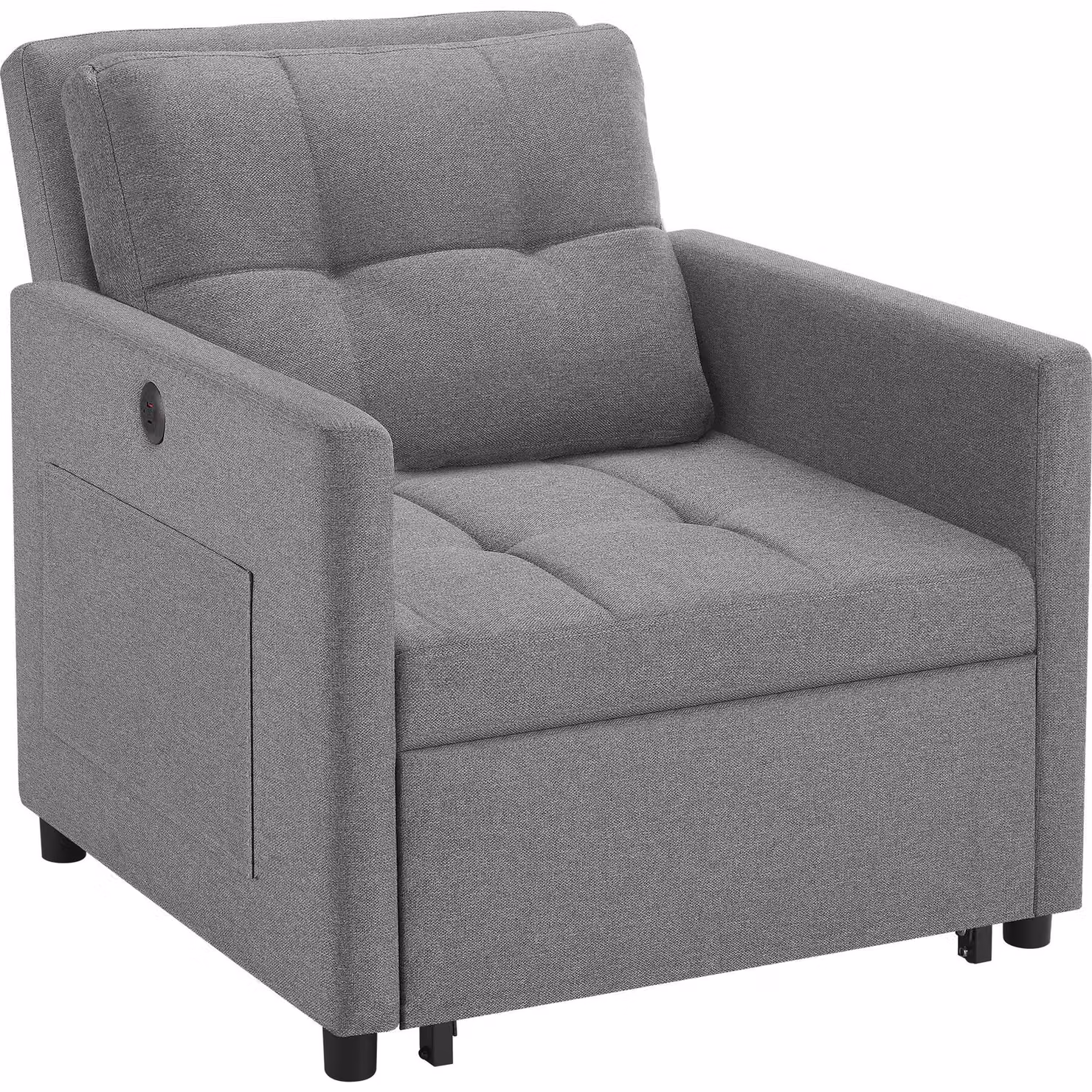 Poltrona letto pieghevole TecTake GmbH grigia con schienale regolabile e braccioli – 3