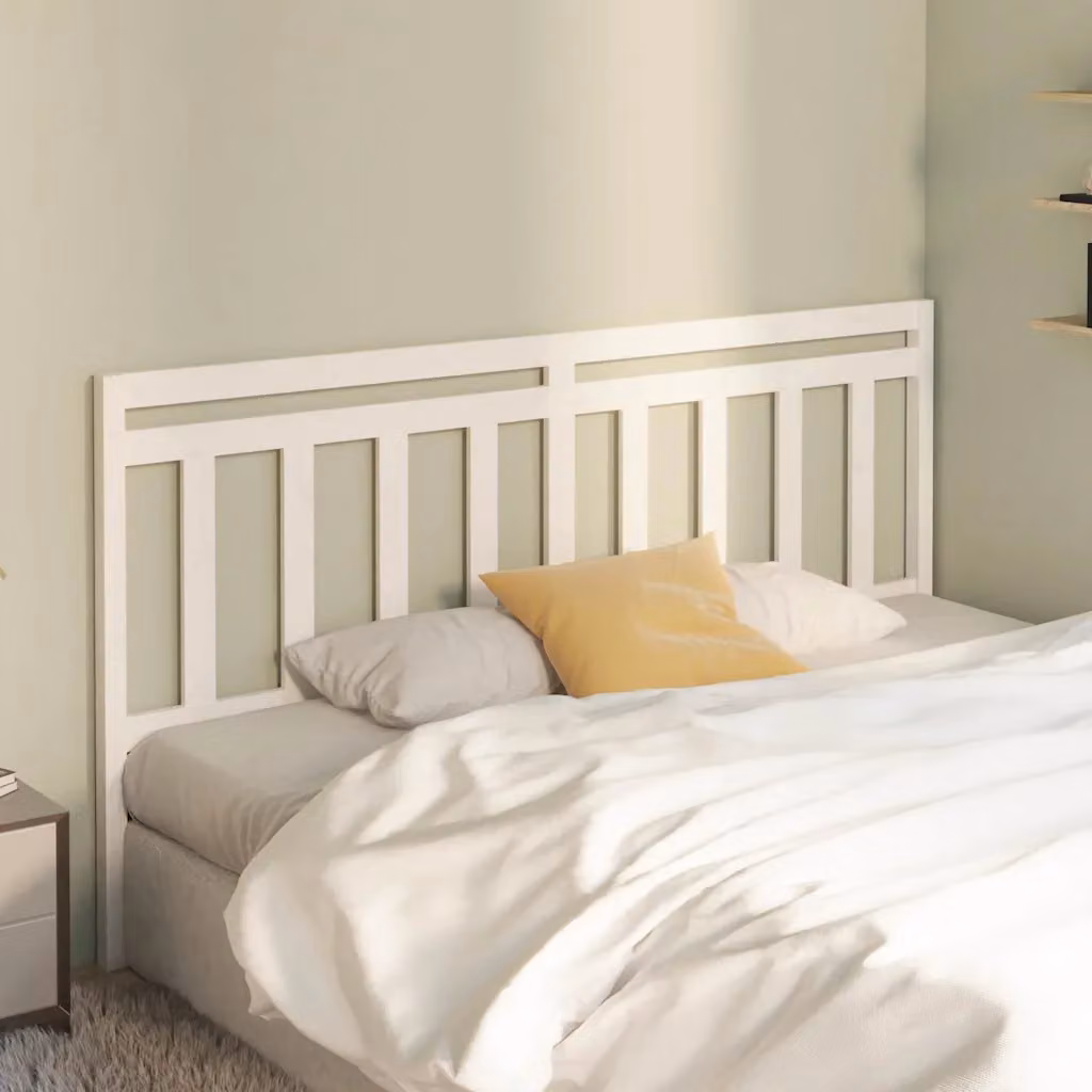 Testiera per letto vidaXL in legno massello di pino bianco, stile rustico, L: 186 cm, P: 4 cm, H: 100 cm