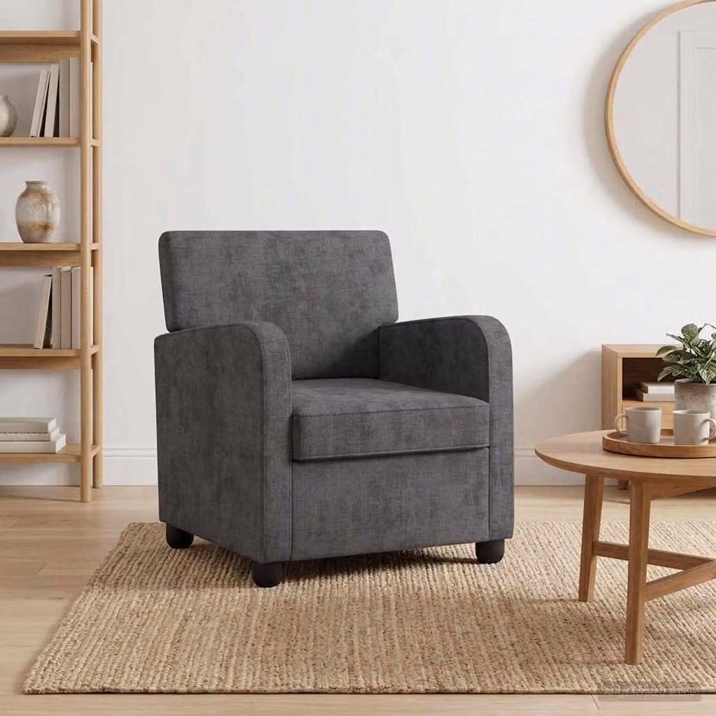 Poltrona lounge moderna vidaXL in tessuto grigio con braccioli