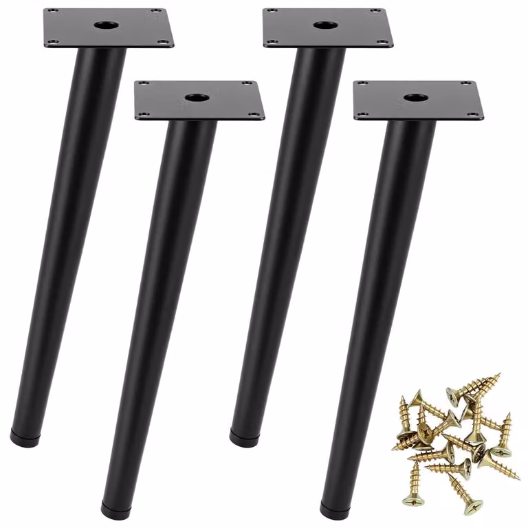 Omgoods - Set di 4 gambe in metallo per tavolo, altezza 30 cm - Gambe coniche inclinate per mobili, con tappi antiscivolo