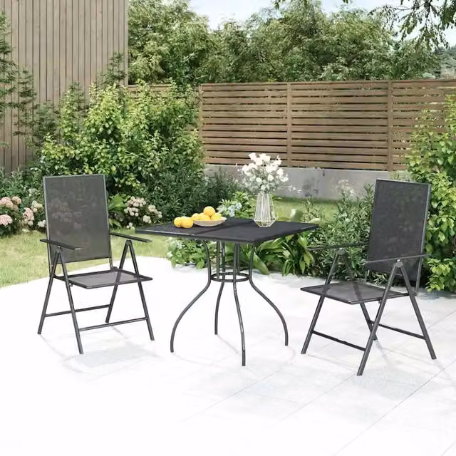 Set da Pranzo da Giardino 3 pz in Acciaio Antracite 3187975