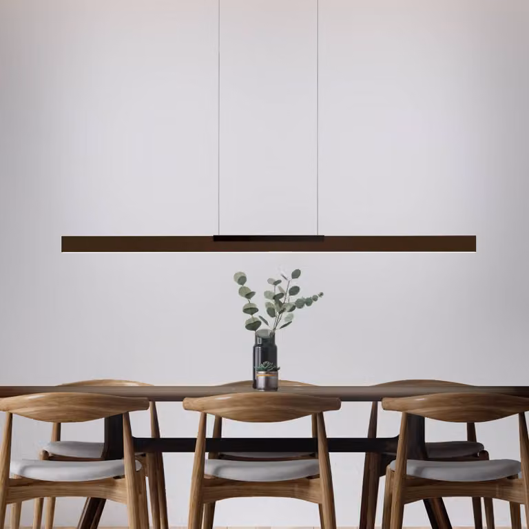 BOPP Lampada LED a sospensione Bopp Nano 2.0, lunghezza 140 cm, bronzo/nero dimmerabile, Bronzo / Ottone antico, Soggiorno / Sala da pranzo, Alluminio, Moderno