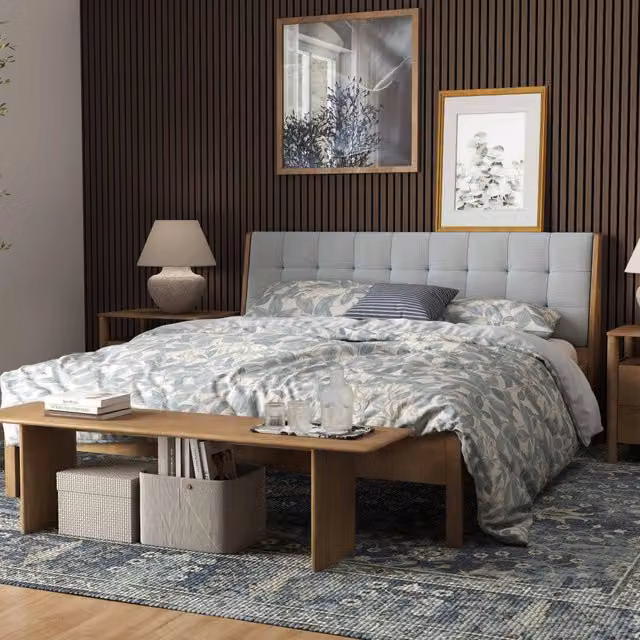 3 pezzi Pannelli decorativi fonoassorbenti L240xL60cm SP21mm in legno MDF，Colore di Noce assorbimento acustico