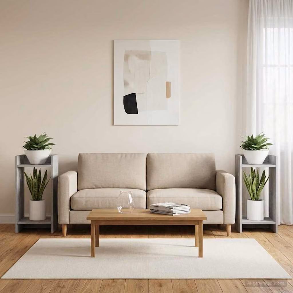 Set di 2 supporti per piante vidaXL in stile moderno, colore grigio cemento, L/P/H: 30 x 30 x 60 cm