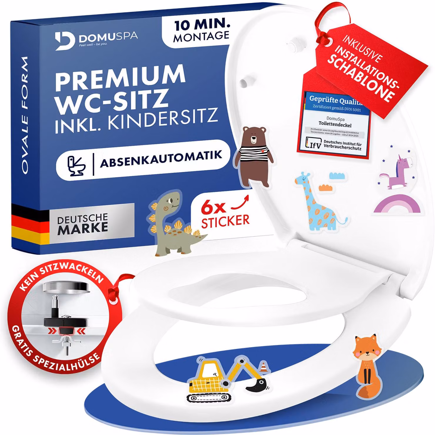 Coperchio WC - Sedile WC con chiusura ammortizzata - Sedile WC antibatterico per bambini + funzione Quick-Release