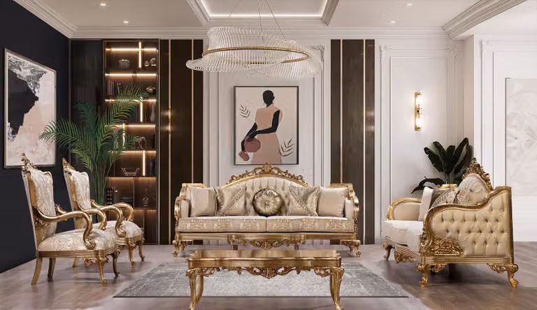Sofa Set Sofagarnitur 4tlg. Couchtisch Luxus Wohnzimmer Klassiker Designer