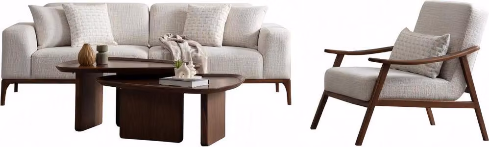 Sessel Sofa 3 Sitzer Couchtisch Set Weiß Modern Sofa Sofagarnitur Polster
