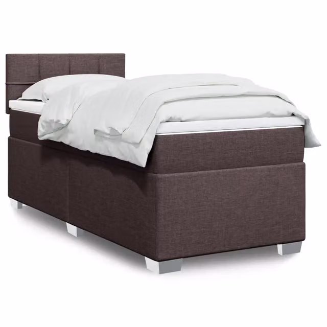 Letto Ibrido vidaXL con Materasso a Molle Insacchettate Marrone e Bianco L/P/H: 90 x 200 x 76,7 cm