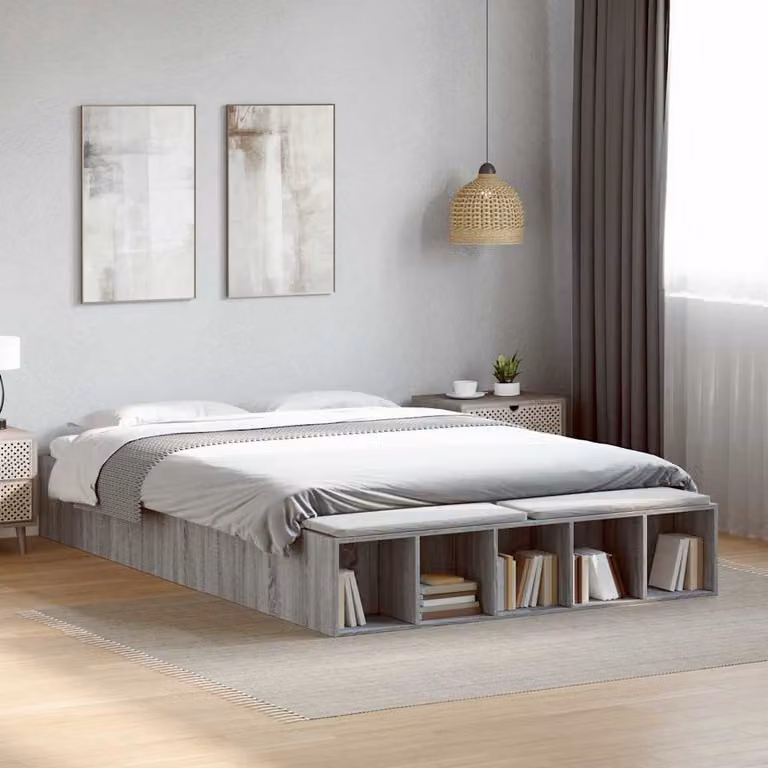 Giroletto vidaXL in legno multistrato grigio con doghe rigide L/P/H: 225,5 x 150 x 30 cm