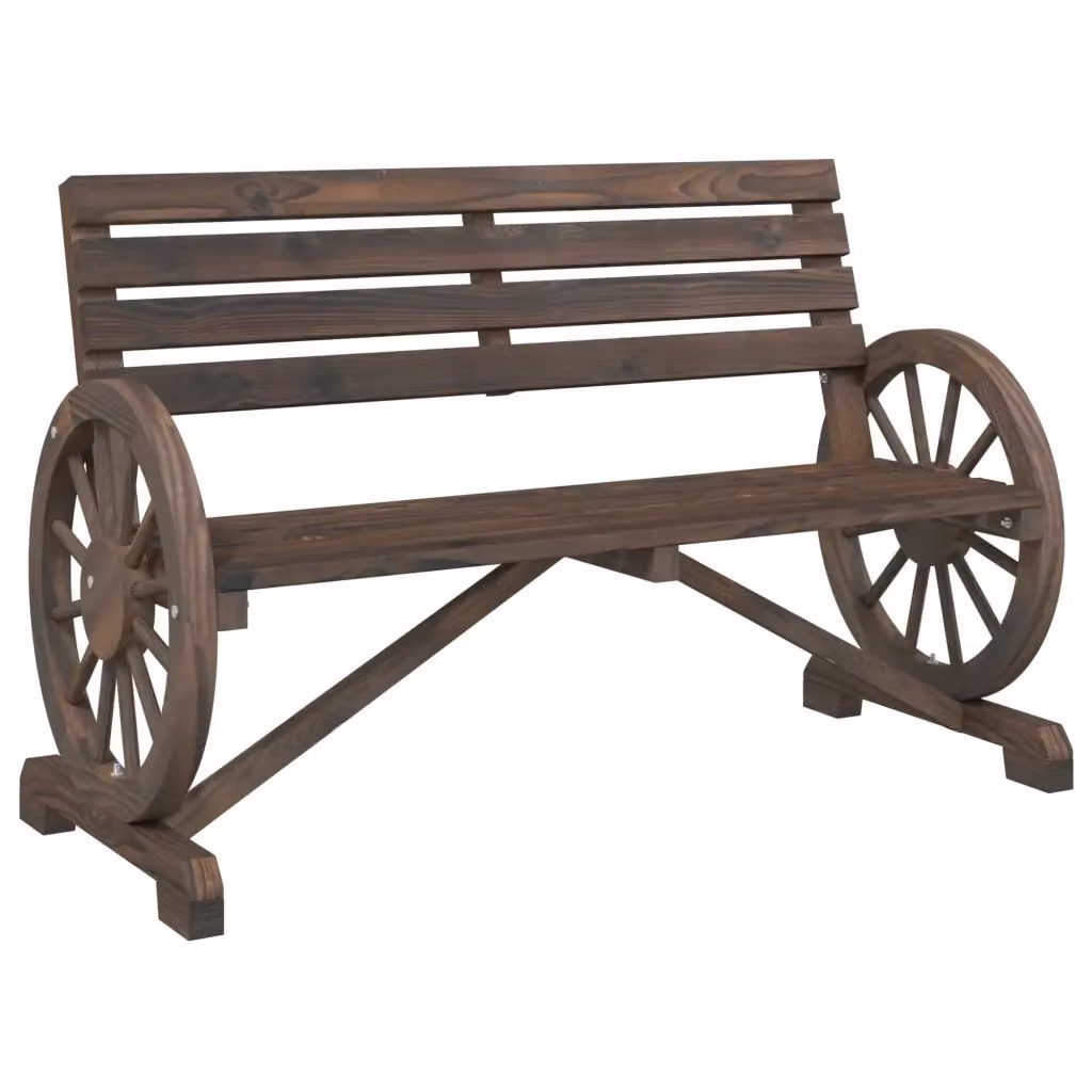 Panca da giardino a 2 posti vidaXL in legno di abete marrone con braccioli L: 110,0 cm, P: 57,0 cm, H: 77,5 cm – 2