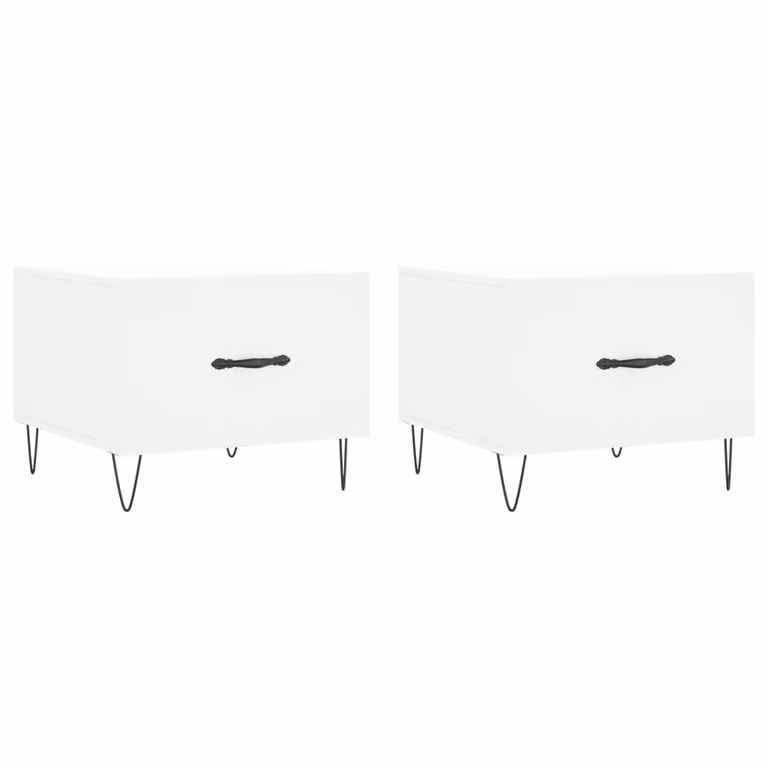 Tavolini da Salotto 2 pz Bianchi 50x50x40 cm Legno Multistrato