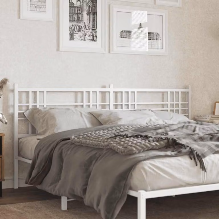 Testiera di ricambio in metallo vidaXL bianca per camera da letto, L: 193 cm