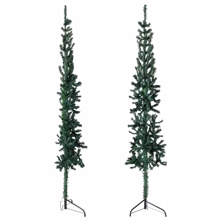 Maison Exclusive - Albero di Natale artificiale a metà, con supporto, forma slanciata, colore verde, altezza 150 cm