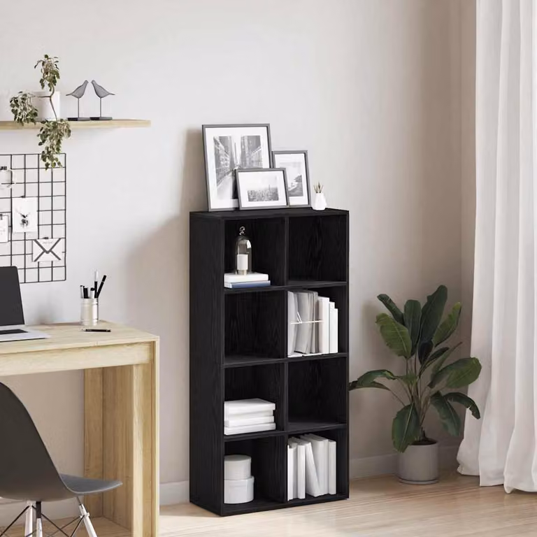 Libreria moderna vidaXL in legno nero con pannello posteriore L: 66 cm, P: 30 cm, H: 130 cm