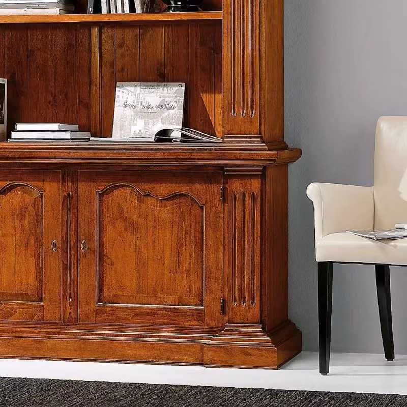 Libreria a 2 porte Mobili 2G in legno massello color noce con ripiani regolabili L: 164 cm, P: 53 cm, H: 225 cm – 4
