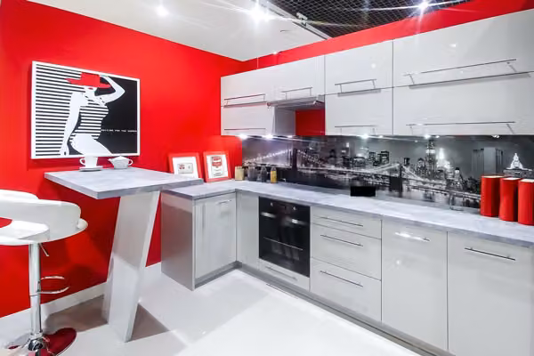 Mobile da cucina 105x290cm a L 12 pezzi grigio/bianco lucido cucina completa