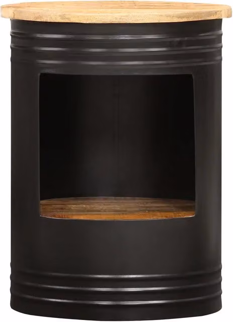 Tavolino da salotto rotondo vidaXL in legno di mango e metallo, marrone e nero, L: 55 cm, P: 43 cm