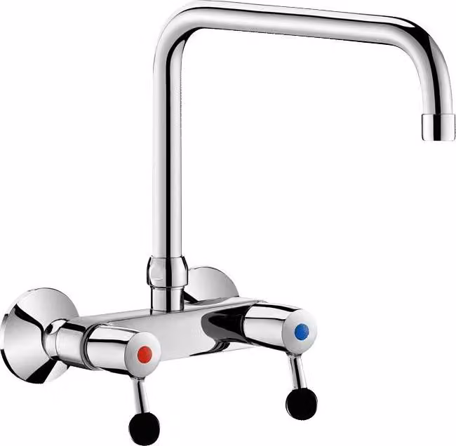 Delabie braccio a parete a due maniglie 60l/min, uscita girevole superiore D22 L300