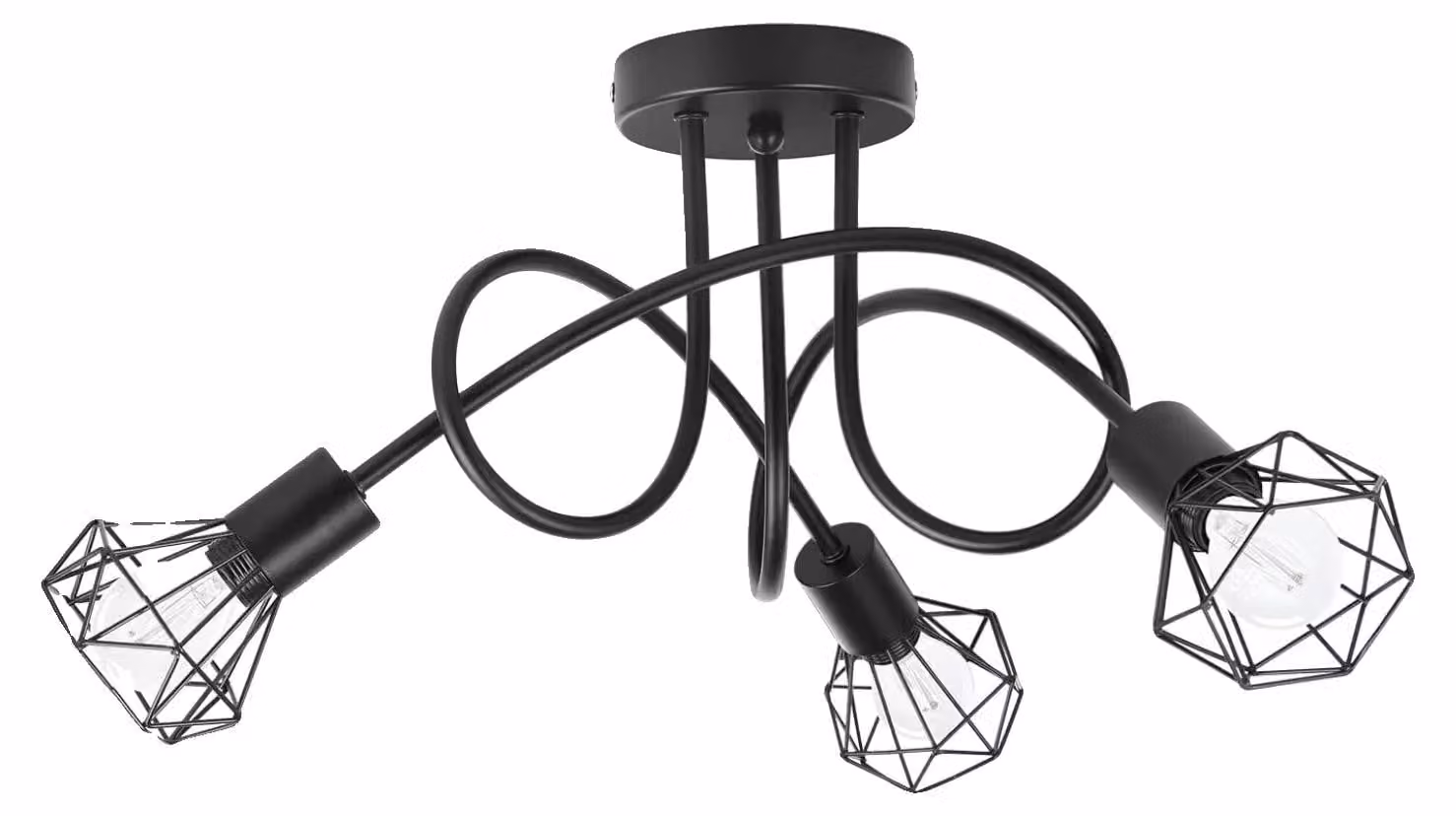 Faretto da soffitto, modello a 3 lampade, compatibile con attacchi E14, nero, lampadina non inclusa